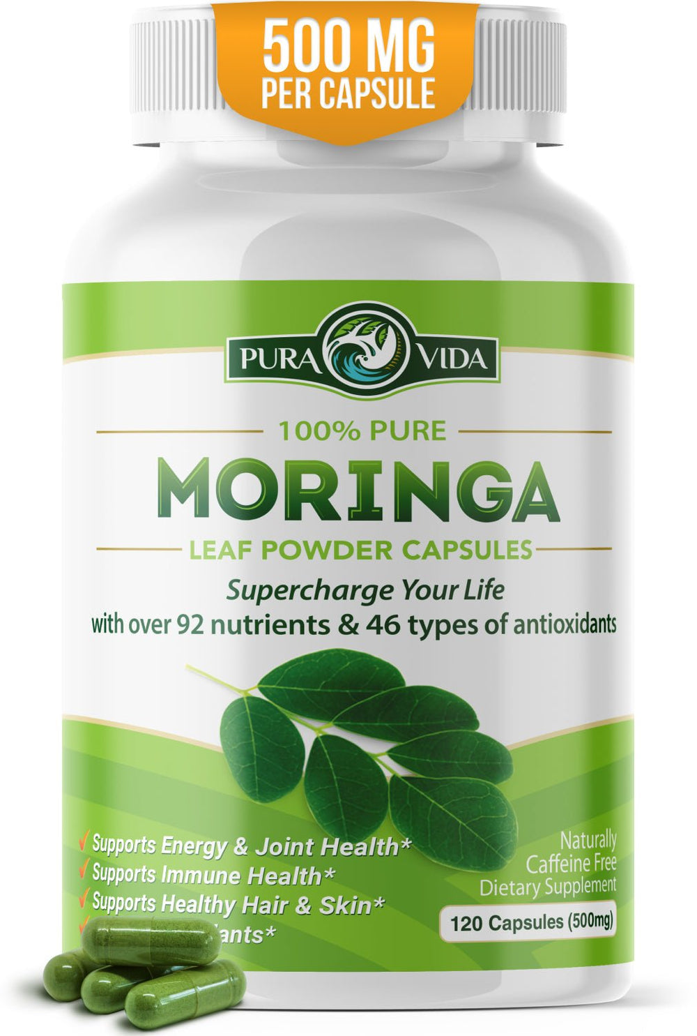 Moringa Leaf Powder Capsules Mini Mii 500mg (120 Capsules)
